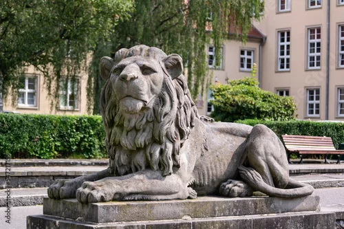 Obraz Koszalinskie lwy (Koszalin lions) ancient stone statue in Poland