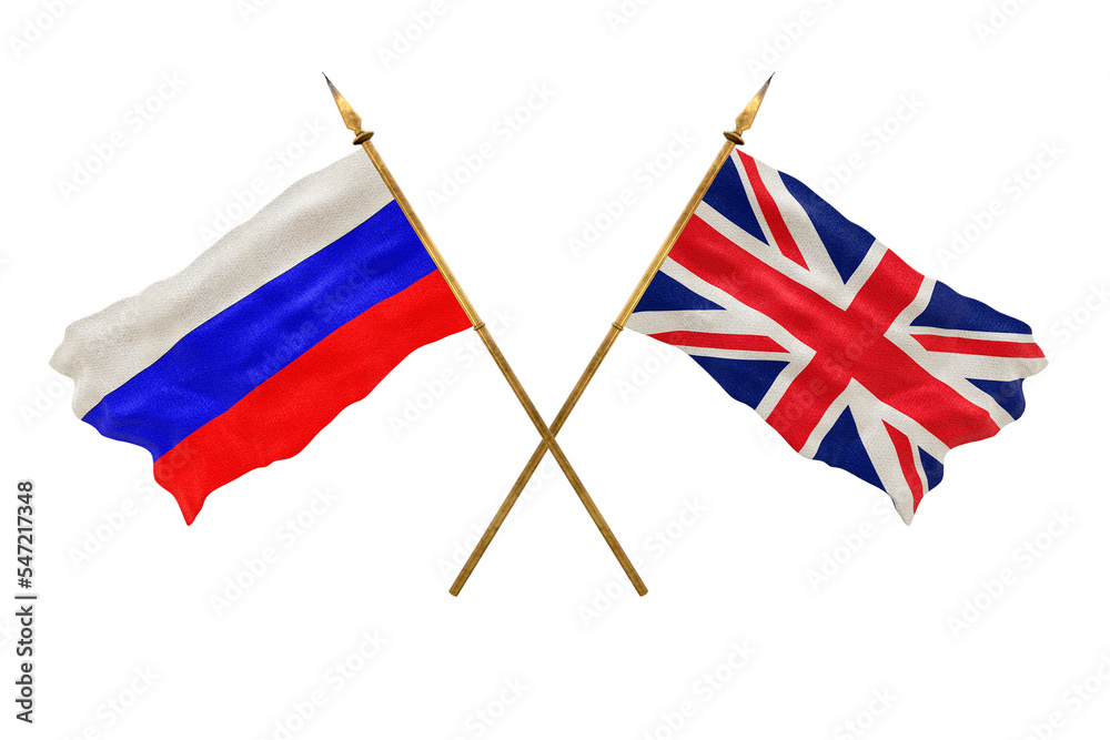 Background for designers. National Day. 3D model National flags  of Russia and United Kingdom