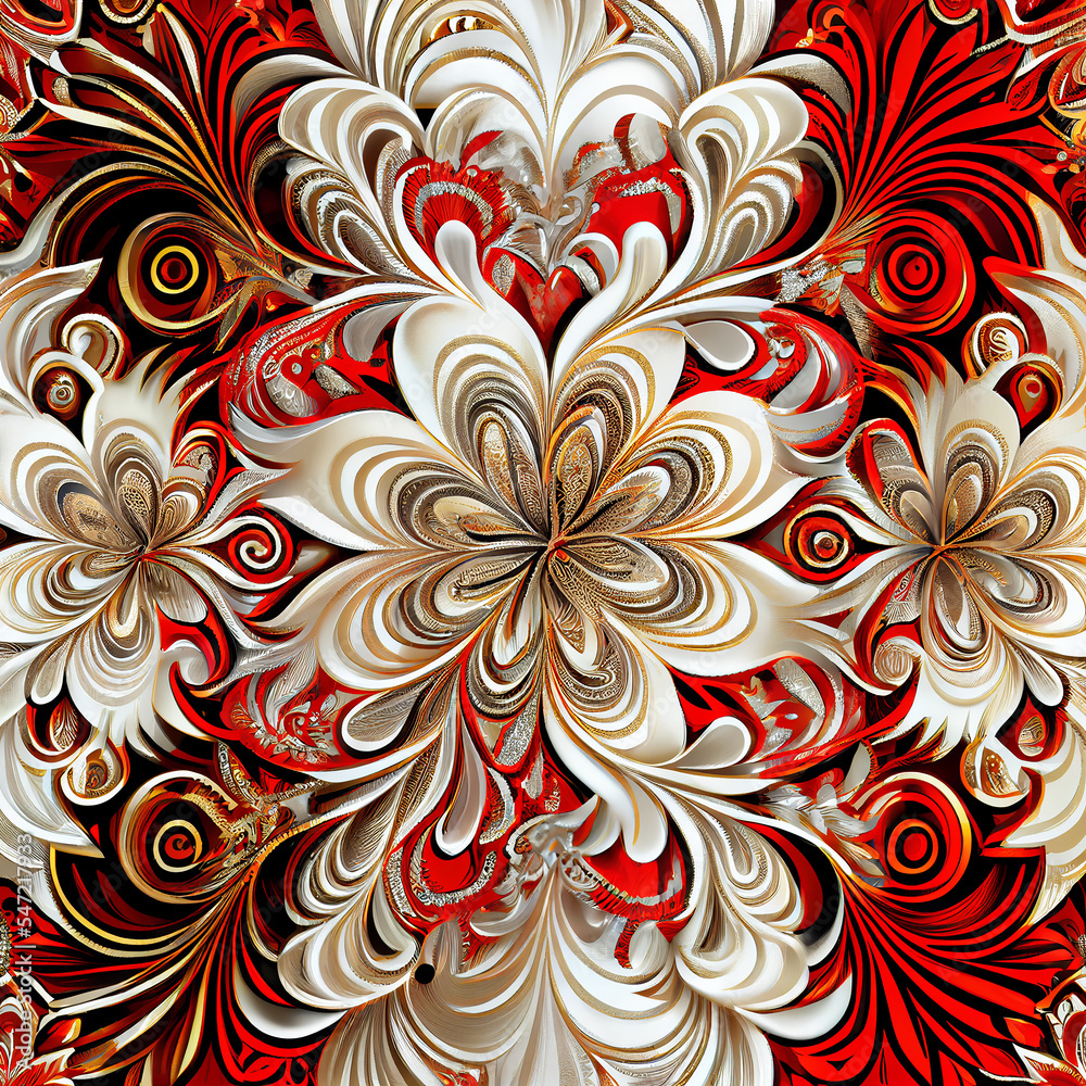 Red white and gold floral pattern. Red white and gold floral pattern.