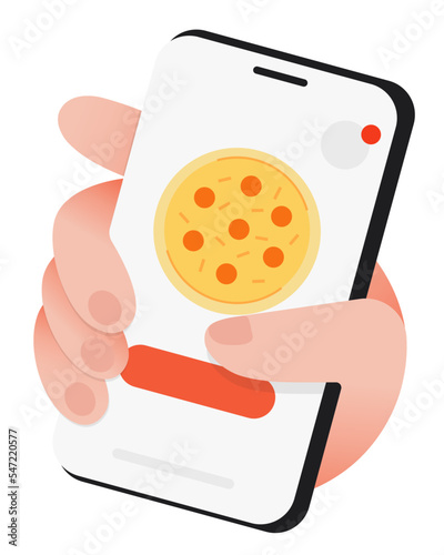 Ordering food from a mobile application or website. Pizza vector illustration (ID: 547220577)