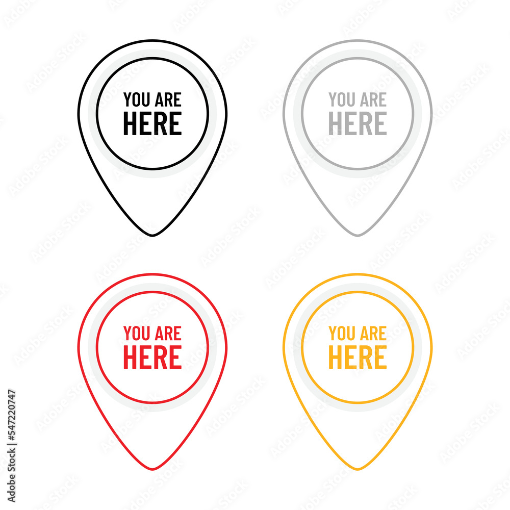 You are here, we are here colorfull location pin icon set You are here, we are here colorfull location pin icon set