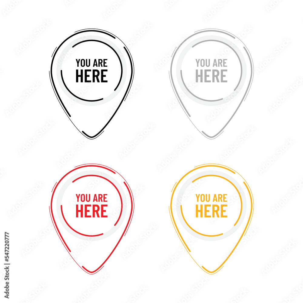You are here, we are here colorfull location pin icon set You are here, we are here colorfull location pin icon set