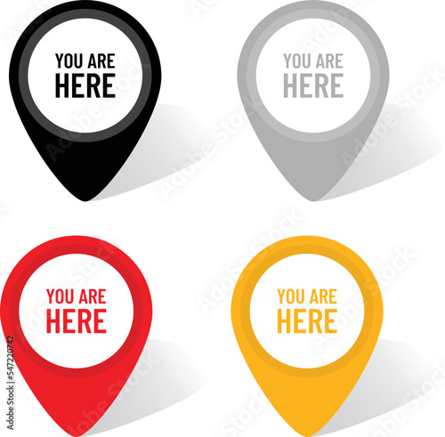 You are here, we are here colorfull location pin icon set