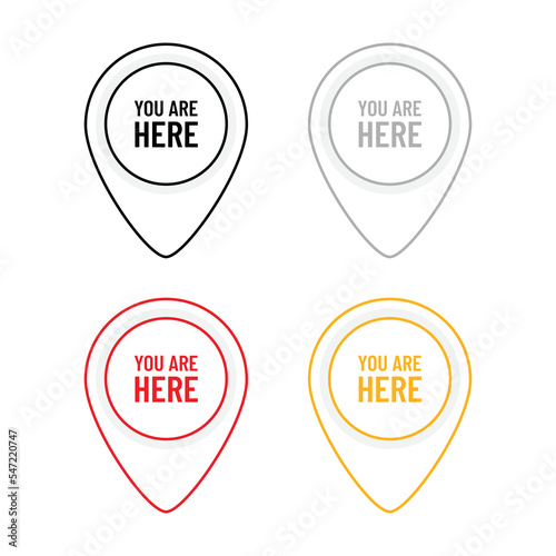 You are here, we are here colorfull location pin icon set