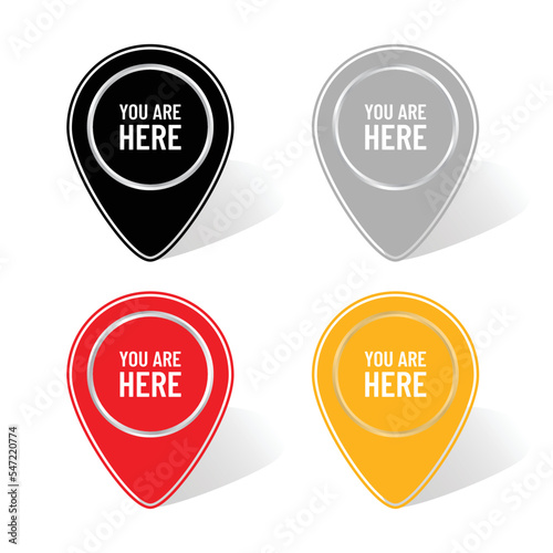 You are here, we are here colorfull location pin icon set