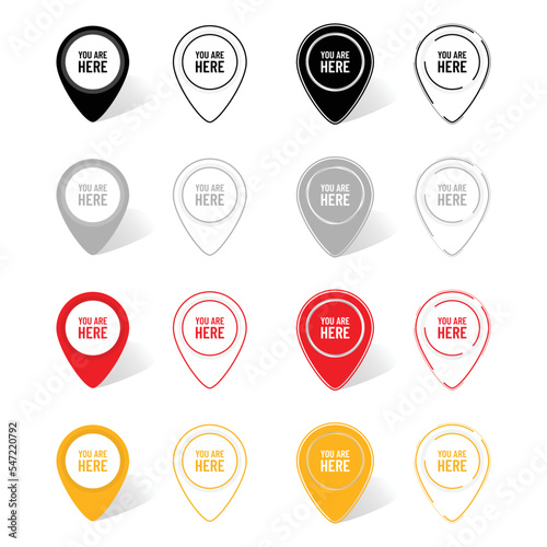 You are here, we are here colorfull location pin icon set