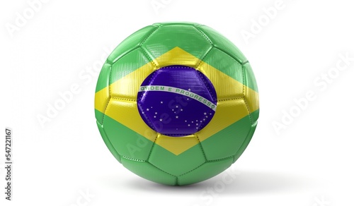 Soccer ball with national flag of Brazil - 3D illustration