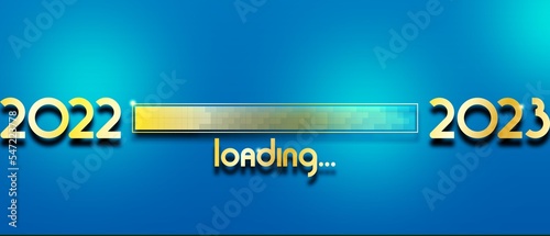 Obraz na plátně Happy new 2023 year with gold loading background