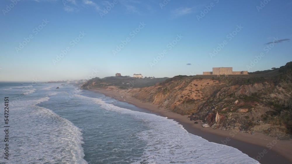 FRENCH DRONE France, aerial view, huge dramatic and artistic scene with nobody and high quality ocean huge movie beach in Bidart FRENCH DRONE France, aerial view, huge dramatic and artistic scene with nobody and high quality ocean huge movie beach in Bidart