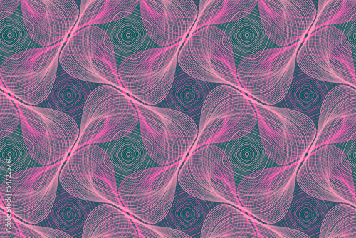 Organic lines geometric shapes optical illusion seamless pattern.