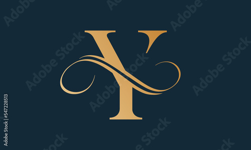 Luxury letter y logo template in gold color. Modern trendy initial luxury y letter logo design. Royal premium letter y logo design vector template.