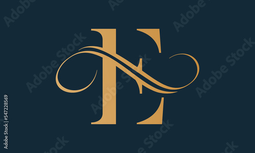 Luxury letter e logo template in gold color. Modern trendy initial luxury e letter logo design. Royal premium letter e logo design vector template.