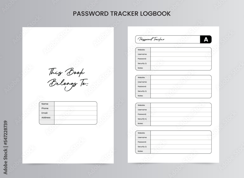 Password Tracker Log Book Template Password Tracker Log Book Template