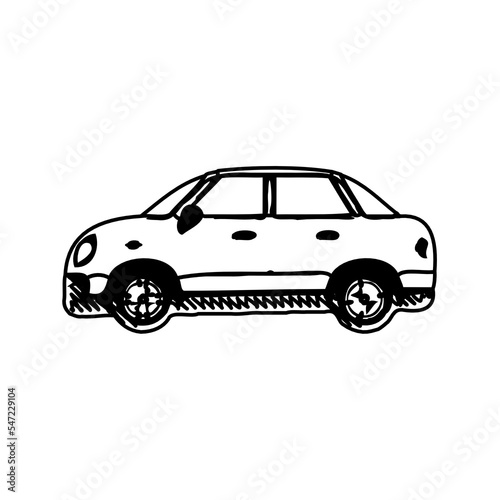 Fototapeta Naklejka Na Ścianę i Meble -  black and white drawings sketches of cars with transparent backgrounds
