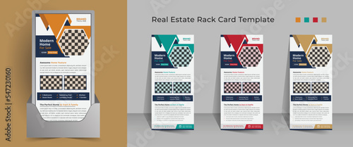 Real estate rack card template design, Corporate real estate agency rack card or dl flyer template design in vector layout