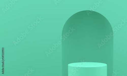 3d pedestal green cylinder showcase arch space product presentation foundation realistic vector