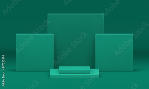 3d podium geometric green platform award arena foundation for event celebration realistic vector