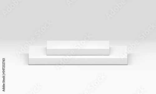 White 3d podium basic stage foundation geometric level platform product promo presentation vector