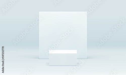 White 3d pedestal cube stage squared wall geometric construction product promo presentation vector