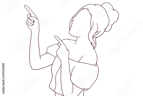 beautiful girl ponting  hand drawn style vector illustration