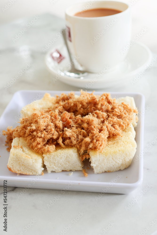 Flossed pork bread on a plate Flossed pork bread on a plate