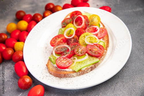 bruschetta tomato vegetable delicious snack healthy meal food snack diet on the table copy space food background rustic top view veggie vegan or vegetarian food