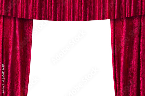 Roter Vorhang aus Samt und Hintergrund transparent photo