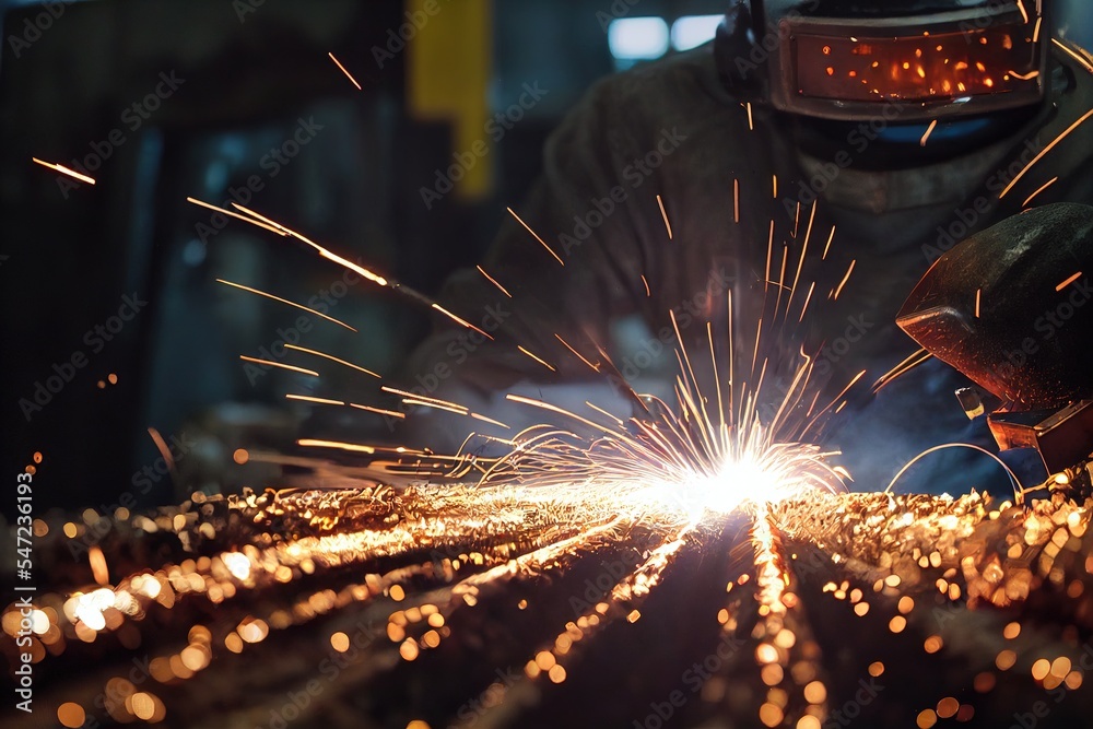 Dangerous work weld with sparks welding process Stock Photo Adobe Stock