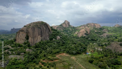 Scenic landscape of Ram Nagar hills near Bangalore city in Karnataka, India.  photo