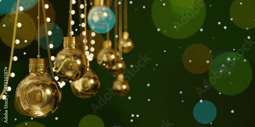 Christmas background with spheres and lights. 3d illustration
