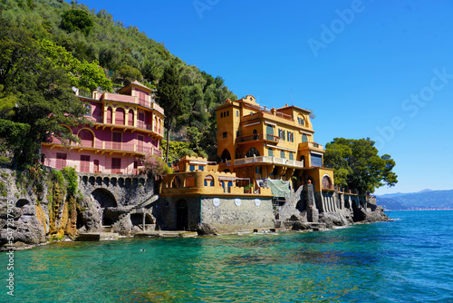 Fototapeta Portofino foreshortening on Italian Riviera, Genoa, Italy