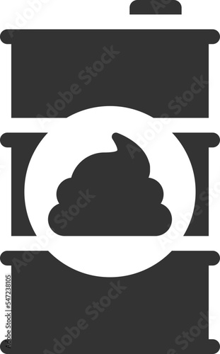 Barrel icon wth faeces symbol on it. Barrel of shit. Vector illustration.