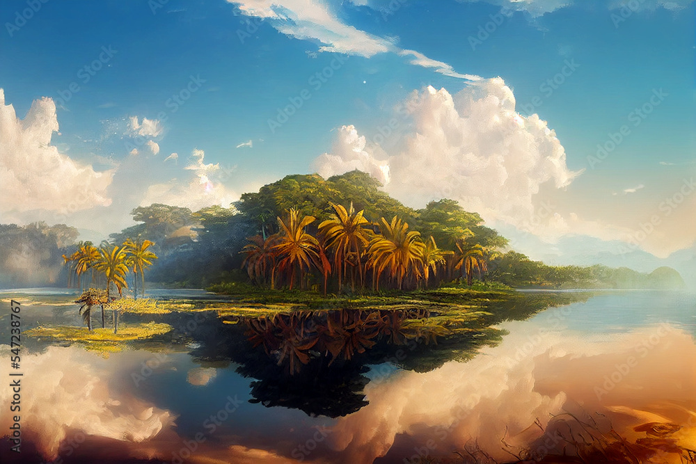 tropic island digital art ai-generated