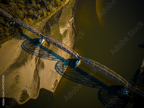 Summer aerial view of bridge train photo