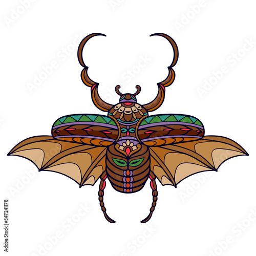 Colorful Beetle mandala arts isolated on white background