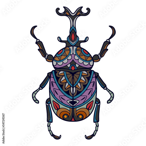 Colorful Beetle mandala arts isolated on white background