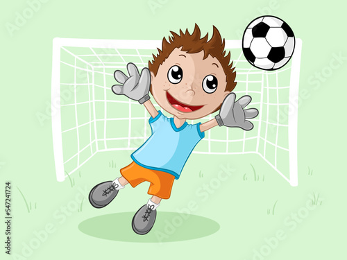 Comic Torwart Junge Fußball photo