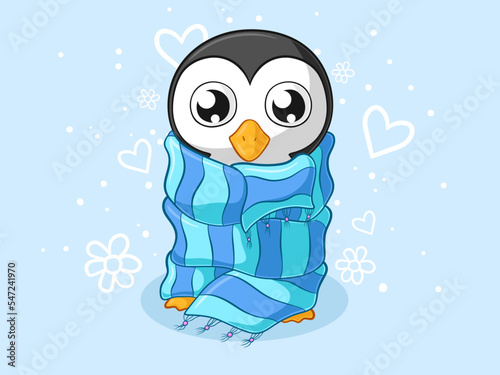 Frierender Comic Pinguin