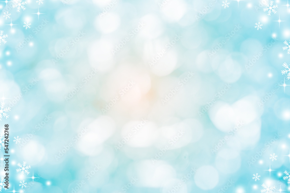 abstract blur beautiful glowing blue color gradient background with shining falling snowflakes crystal glittering effect for christmas festival and happy new year season design as banner concept