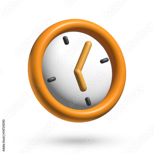 3d orange fun clock icon