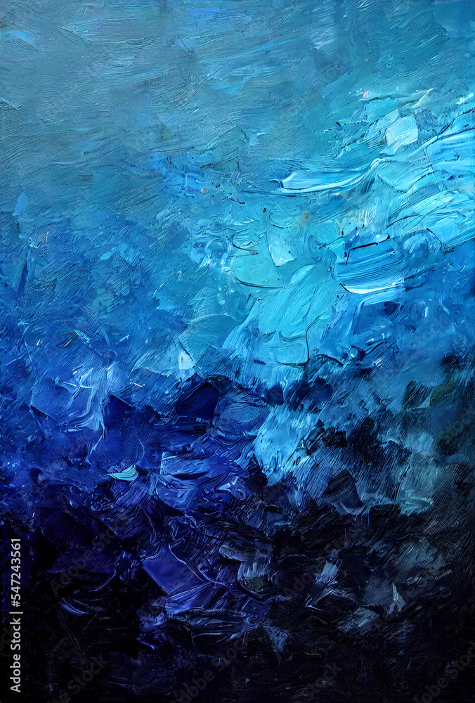 blue water texture oil painting