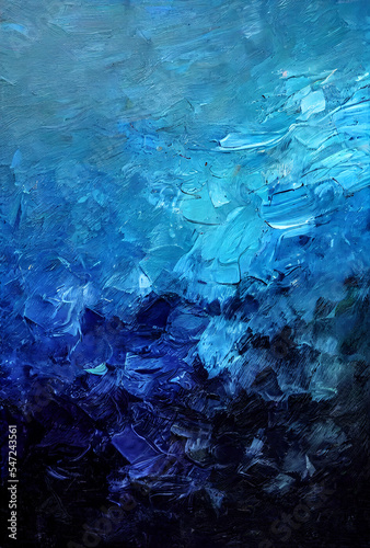 blue water texture oil painting