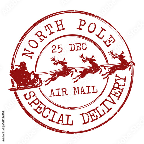 Santa Claus North Pole Quality Original Stamp. Christmas Design Vector Art Round Seal Postmark.