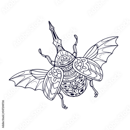 Beautiful Beetle mandala arts isolated on white background
