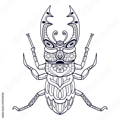 Beautiful Beetle mandala arts isolated on white background