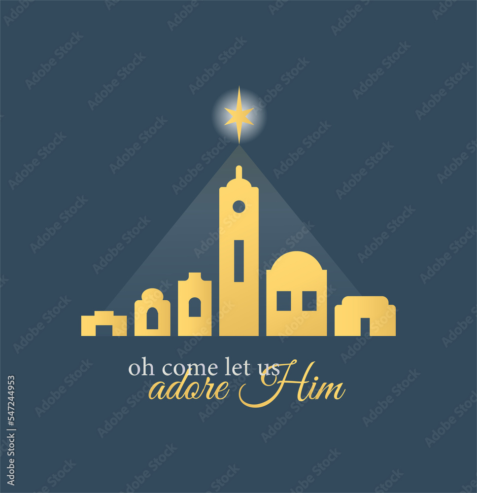 Fototapeta premium Christmas card with Bethlehem and star