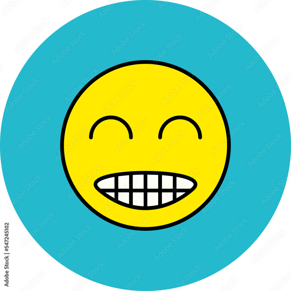 Grinning Multicolor Circle Filled Line Icon Grinning Multicolor Circle Filled Line Icon