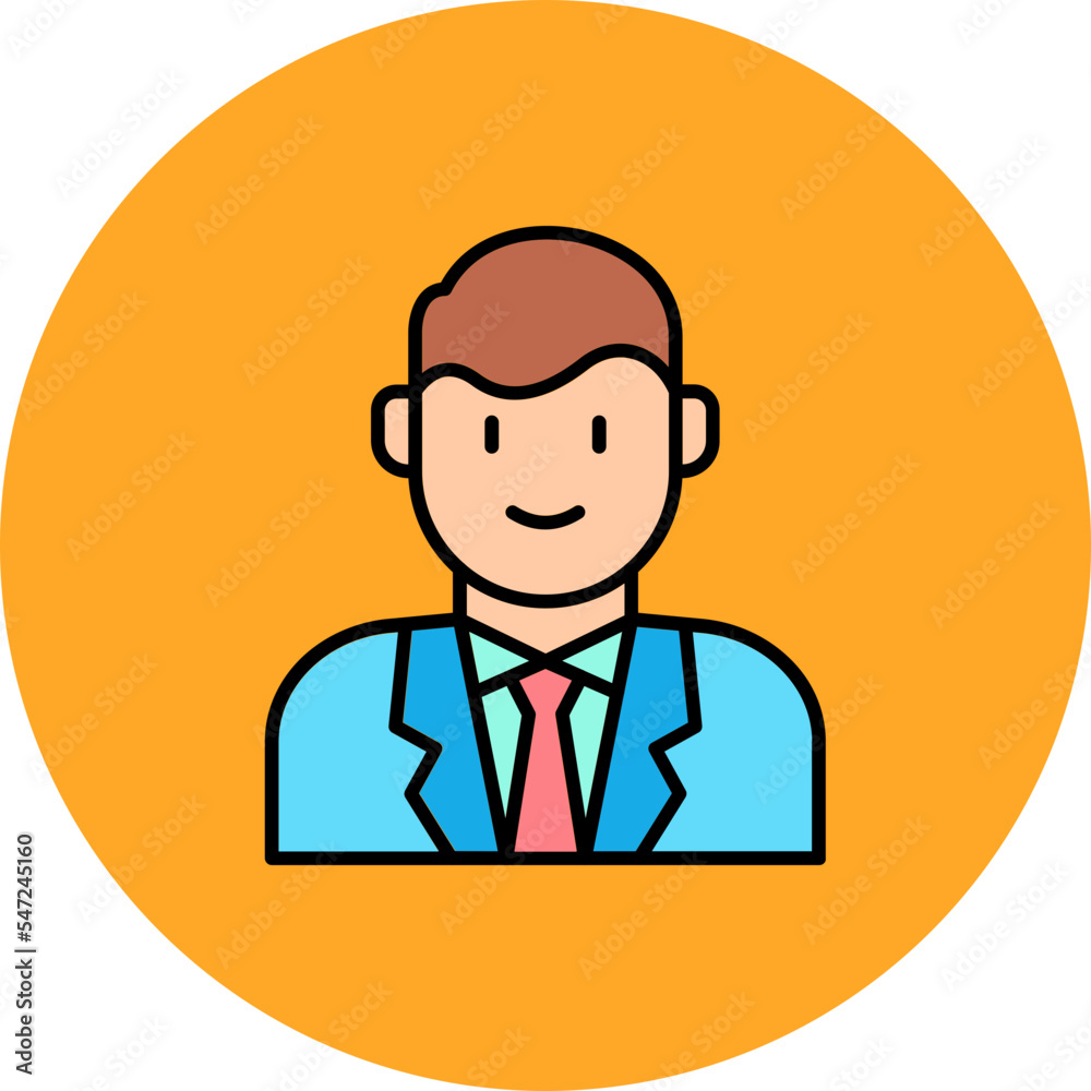 Groom Multicolor Circle Filled Line Icon