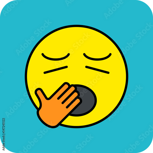 Yawn Multicolor Round Corner Filled Line Icon