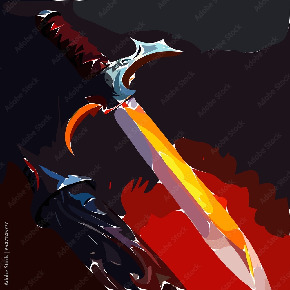 fantasy assassin Curved Sword curved blade fire dagger Concept Art